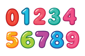 Cute Cartoon Number Set &ndash; Colorful Bubble Style 0&ndash;9 Digits Vector