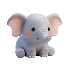 cute cartoon baby elephant with big ears and pink cheeks
