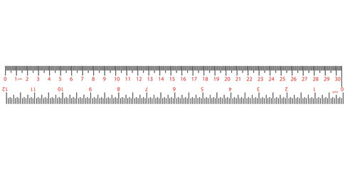 Realistic Ruler Isolated On White Background, Measuring Scale Vector Illustration.	