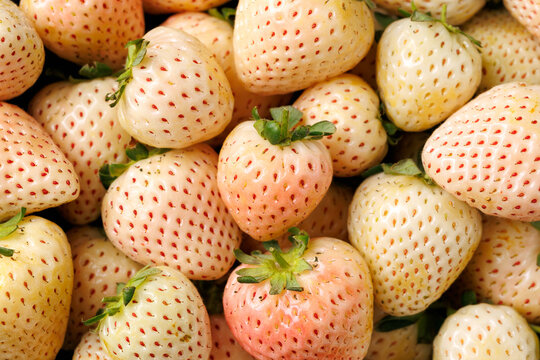 Organic Raw Pink Pineberries Strawberry in a bowl. Healthy food