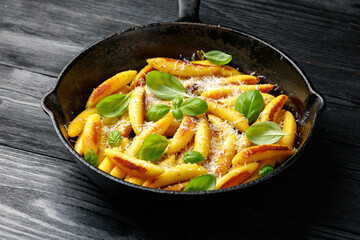Schupfnudeln, German potato noodles, dumplings in a skillet