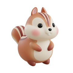 cute 3d cartoon chipmunk figurine isolated on white background