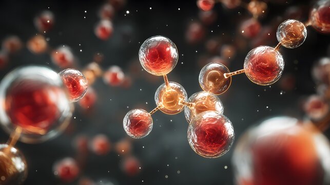 Vibrant scientific render of antioxidant molecules interacting with and neutralizing harmful free radicals microscopically