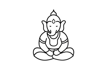 Continuous line drawing of gold ganesha