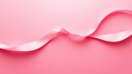 A wavy light pink ribbon spans horizontally across a pink gradient background