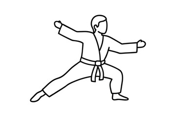 Continuous line drawing of karate gi
