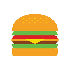 Layered cheeseburger vector art illustration
