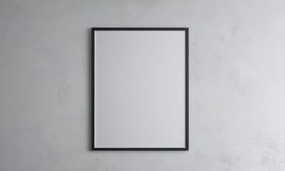 Elegant black frame mock-up against textured white wall background