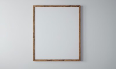 Modern Wood Frame Mockup on a Gray Wall for Artwork Presentation