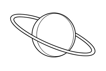 Continuous line drawing of silver planet