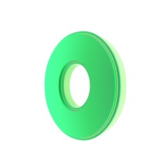 Bright green 3D number zero on a clean white background.