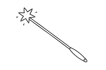 Continuous line drawing of silver wand casting spa