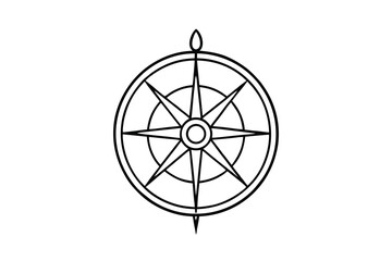 Obraz premium Continuous line drawing of vintage silver compass