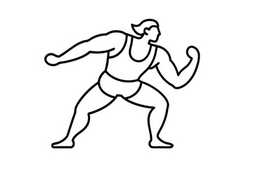 Continuous line drawing of wrestler