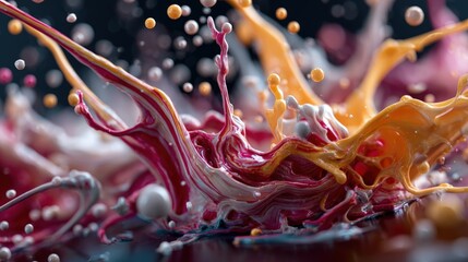 Striking colorful paint splash creating an eye-catching artistic composition full of bright hues and dynamic movement