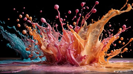 A vibrant splash of colored paint captured in action showcasing the beauty of artistic creativity and movement