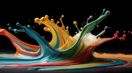 A stunningly colorful splash of paint captured in motion showcasing the beauty of artistic expression and creativity