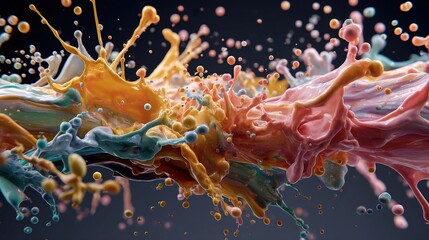 An explosive and colorful burst of paint captured mid-splash showcasing the energy and beauty of artistic expression