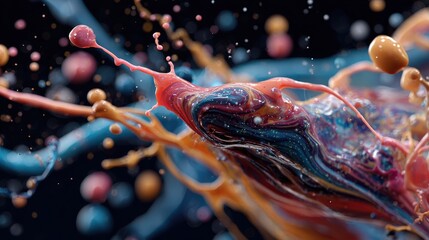 Vibrant and colorful object drenched in a splatter of bright paint creating a playful and artistic visual display