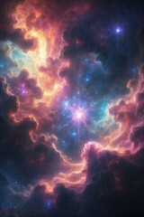 Celestial nebula cosmic cloudscape starry night