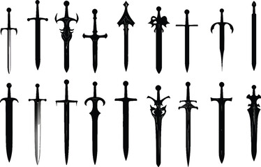 Vector illustration of deferent arabic sword set