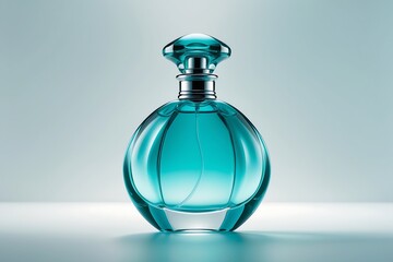 Elegant teal perfume bottle mockup design