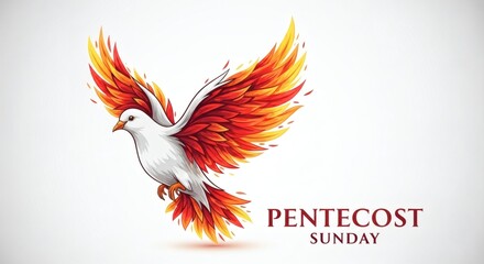 Obraz premium Celebrating Pentecost Sunday Fiery Dove Illustration