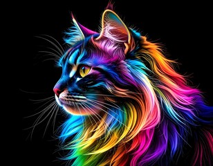 Colorful cat profile