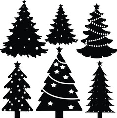 Obraz premium Elegant Christmas Tree Silhouettes Collection for Holiday Designs and Decorations