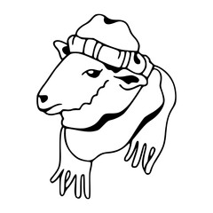 cute farm animal dressed in winter wear