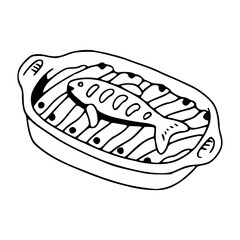 homemade fish gratin in baking pan