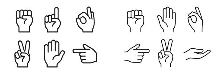 Various hand gestures are displayed, symbolizing different meanings and expressions in communication