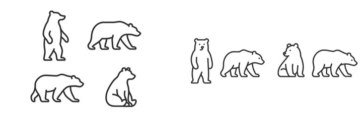 Illustrations of various bear species in different poses showcasing their natural behaviors