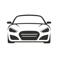 Car Front View Logo Icon Vector Modern Monoline Flat Design on White Background