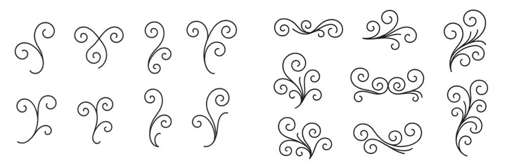 Decorative swirls and curls for creative design applications in various styles and arrangements