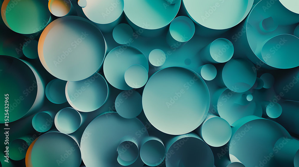 Leinwandbilder A mesmerizing array of teal spheres creates an abstract and visually appealing background with a modern and geometric design