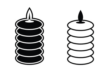 Candle silhouette art vector with line art on white background 