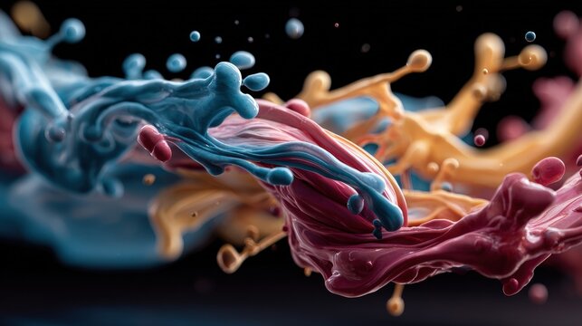 Captivating and colorful liquid splash creating an artistic display of motion and vibrancy against a neutral background