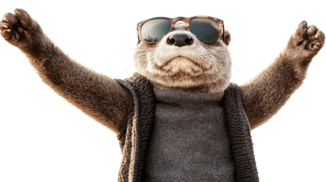 Young man wearing sunglasses and headphones isolated on white background