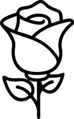 Elegant black and white rose outline perfect for design and decorative purposes vector illustration