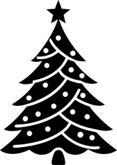Classic black and white christmas tree illustration for holiday decorations and designs