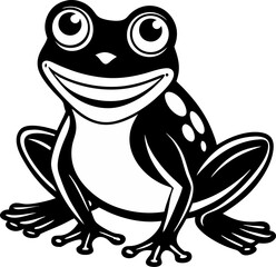 Cheerful cartoon frog vector illustration suitable for logo designs and educational materials