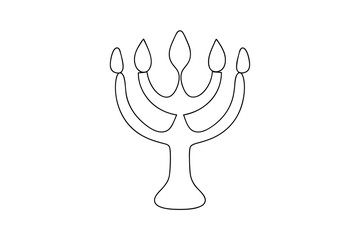 Simple line drawing of a seven branched menorah