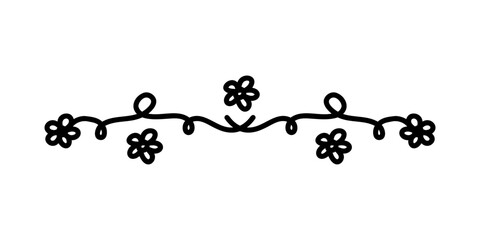 Borders set. Floral dividers, doodle style isolated decorative elements. Wedding cards, posters and banners design. Flowers leaves and ornament. Calligraphic underline. Curve separator, vector set