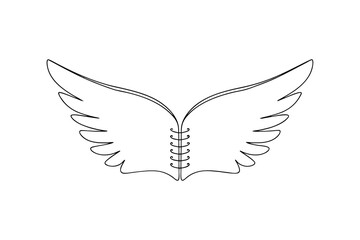 Fototapeta premium Elegant line drawing of wings bound together