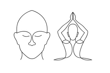 Serene mind body yoga line drawing minimalist art
