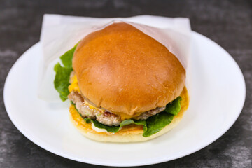 Homemade hamburgers on a plate