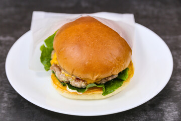 Homemade hamburgers on a plate