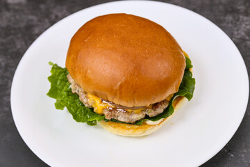 Homemade hamburgers on a plate