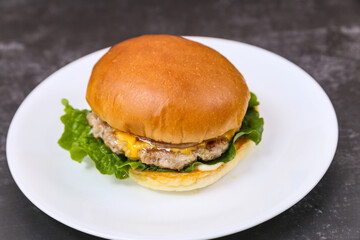 Homemade hamburgers on a plate